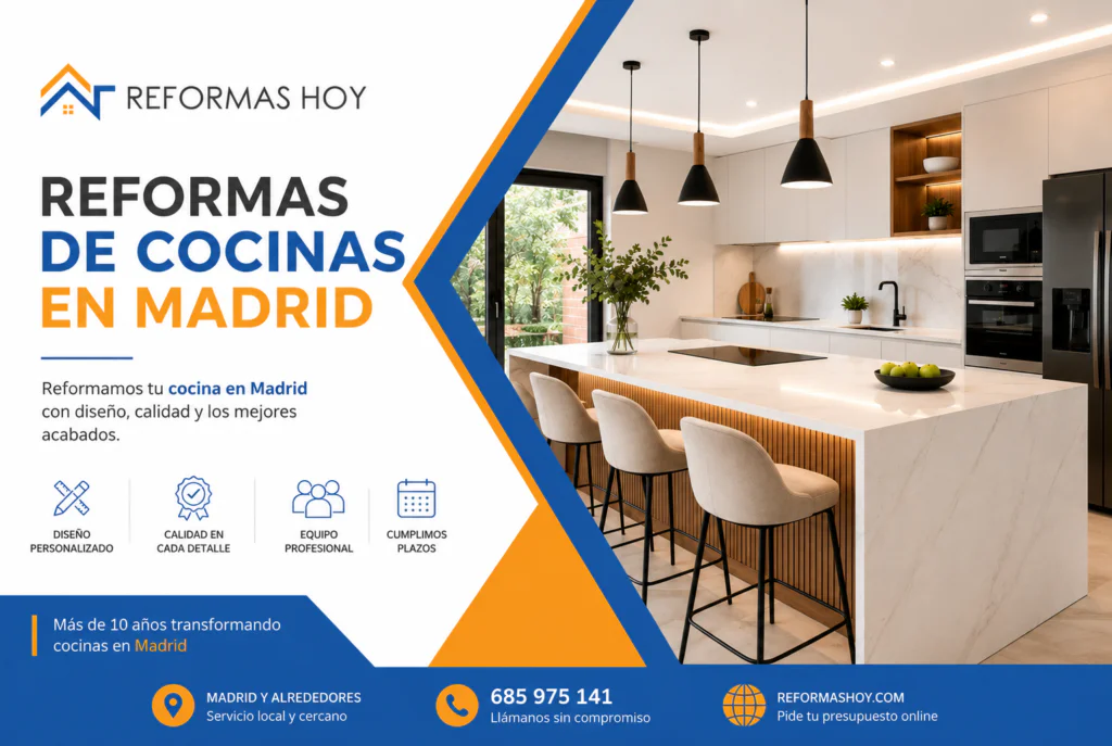 Reforma cocina Madrid con isla